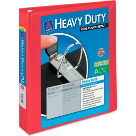 Heavy-Duty View Binder with One Touch EZD Rings, 1 1/2" Capacity, Red