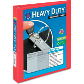Heavy-Duty View Binder with One Touch EZD Rings, 1" Capacity, Red