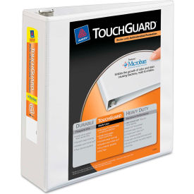 Touchguard Antimicrobial View Binder with Slant Rings, 3" Capacity, White