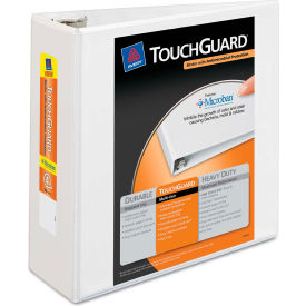 Touchguard Antimicrobial View Binder with Slant Rings, 4" Capacity, White