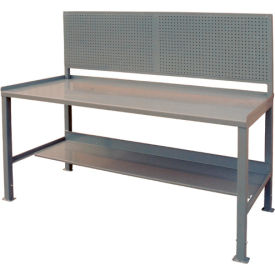 Stationary Workbench W/ Pegboard Panel & Steel Square Edge, 72"W x 36"D, Gray