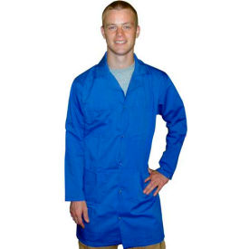 ESD Full Length Lab Coat, Snap Cuff, Light Blue, Large