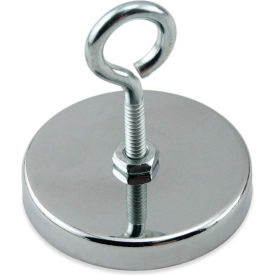 Neodymium Hang-It Magnet with Attached Eyebolt 90 Lb. Pull Chrome Plating