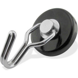Neodymium Swiveling Magnetic Hook - 65 Lbs. Pull Black Powdered Coat