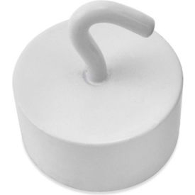 Neodymium Magnetic Hook, 61 Lbs. Pull, White Enamel Paint Finish