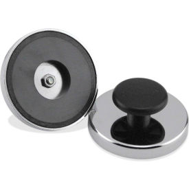 Ceramic Round Base Magnets with Knob 95 Lbs. Pull Nickel - Chrome Plating