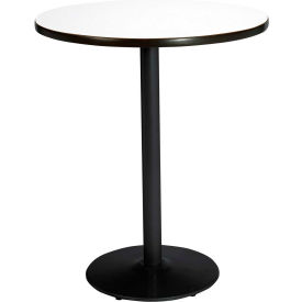 36" Round Bar Height Restaurant Table, White Table/Black Base