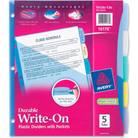Pocket Divider, Write-on, 8.5"x11", 5 Tabs, Multicolor/Multicolor