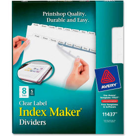 Index Maker Clear Label Divider, 8 Tabs, 5 Sets, White/White