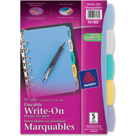 Mini Index Divider, Write-on, 5.5"x8.5", 5 Tabs, Assorted Divider/Assorted Tab