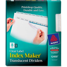 Index Maker Easy Apply Clear Label Divider, Blank, 8.5"x11", 8 Tabs, 5 Sets, White/White