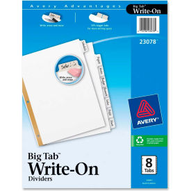Big Tab Write-On Divider with Erasable Tab/Write-on, 8.5"x11", 8 Tabs, White/White