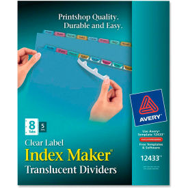 Index Maker Easy Apply Clear Label Divider, Blank, 8.5"x11", 8 Tabs, 5 Sets, Plastic/Multi