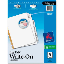 Big Tab Write-On Divider with Erasable Laminated Tab/5 Tabs, White/White
