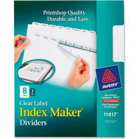 Index Maker Clear Label Divider with Tabs, Blank, 8.5"x11", 8 Tabs, White/White