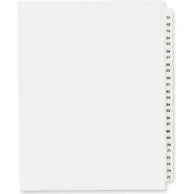 Side Tab Legal Exhibit Index Divider, 51 to 75, 8.5"x11", 1 Tab/25 Sets, White/White