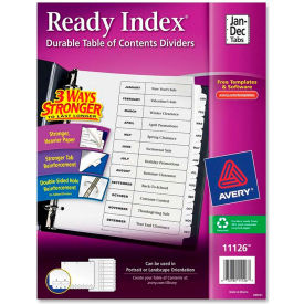 T.O.C. Divider, Printed Jan to Dec, 8.5"x11", 12 Tabs, White/White