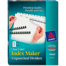 Index Maker Clear Label Divider, Blank, 8.5"x11", 5 Tabs, 25 Sets, White/White