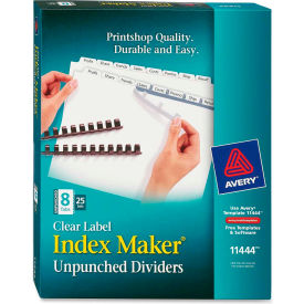 Index Maker Clear Label Divider, Blank, 8.5"x11", 8 Tabs, 25 Sets, White/White