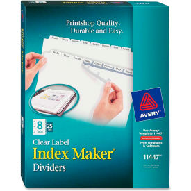 Index Maker Clear Label Divider, Punched, 8.5"x11", 8 Tabs, 25 Sets, White/White