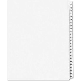 Legal Exhibit Reference Divider, 101 to 125, 8.5"x11", 1 Tab/25 Sets, White/White