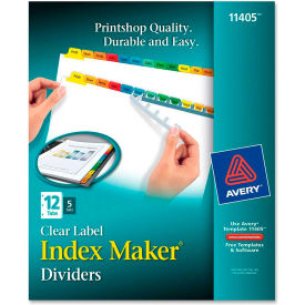 Index Maker Punched Clear Label Tab Divider, Blank, 8.5"x11", 12 Tabs, 5 Sets, White/Multi