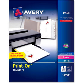 Customizable Print-On Divider, 8.5"x11", 8 Tabs, 25 Sets, White/White