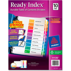 Ready Index T.O.C. Reference Divider, 1 to 10, 8.5"x11", 10 Tabs, White/Multi