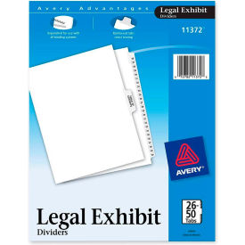 Premium Collated Legal Exhibit Divider, Printed 26 to 50, 8.5"x11", 26 Tabs, White/White