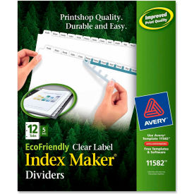 Eco-friendly Index Divider, Print-on, 8.5"x11", 12 Tabs, 5 Sets, White/White