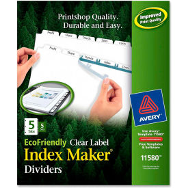 Eco-friendly Index Divider, Print-on, 8.5"x11", 5 Tabs, 5 Sets, White/White