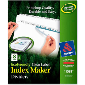 Eco-friendly Index Divider, Print-on, 8.5"x11", 8 Tabs, 5 Sets, White/White