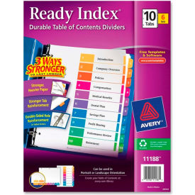 Ready Index T.O.C. Reference Divider, 1 to 10, 8.5"x11", 10 Tabs, 6 Sets, White/Multi