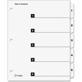 OneStep Printable T.O.C. Divider, Printed 1 to 5, 9"x11", 5 Tabs, White/White