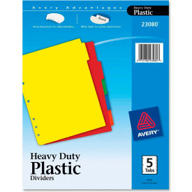 Plastic Tab Divider, Blank, 8.5"x11", 5 Tabs, Multicolor/Multicolor