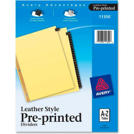 A to Z Gold Line Leather Tab Divider, Printed A to Z, 8.5"x11", 25 Tabs, Buff/Black