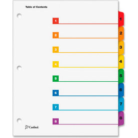 OneStep Printable T.O.C. Divider, Printed 1, 8, 9"x11", 8 Tabs, White/Multicolor