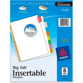 WorkSaver Big Tab Insertable Tab Divider, Blank, 8.5"x11", 8 Tabs, White/Multicolor
