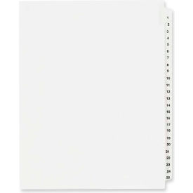 Side Tab Legal Exhibit Index Divider, 1 to 25, 8.5"x11", 1 Tab/25 Sets, White/White