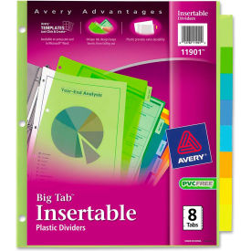 Big Tab Plastic Insertable Divider, Print-on, 8 Tabs, Multicolor/Multicolor