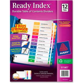 Avery Ready Index T.O.C. Reference Divider, 1 to 12, 8.5"x11", 12 Tabs, White/Multi