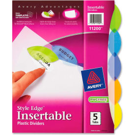 Style Edge Clear Plastic Insertable Divider, 8.5"x11", 5 Tabs, White/Multicolor