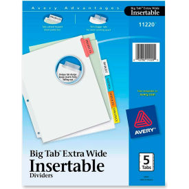 WorkSaver Extra Wide Big Tab Divider, Blank, 9"x11", 5 Tabs, White/Multicolor