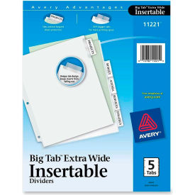 WorkSaver Extra Wide Big Tab Divider, Blank, 9"x11", 5 Tabs, White/Clear