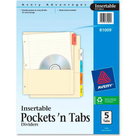 Insertable 5-Tab Divider, 8.88"x11", 5 Tabs, Assorted/Multicolor