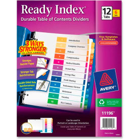 Ready Index T.O.C. Reference Divider, 1 to 12, 8.5"x11", 12 Tabs, 6 Sets, White/Multi