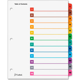 OneStep Printable T.O.C. Divider, Printed 1 to 12, 9"x11", 12 Tabs, White/Multicolor