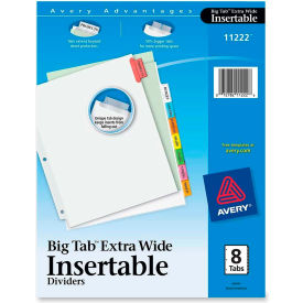 Extra Wide Big Tab Divider, Blank, 9"x11", 8 Tabs, White/Multicolor