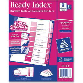Uncollated Index Divider, Printed 1 to 8, 8.5"x11", 8 Tabs, 24 Sets, White/Multicolor