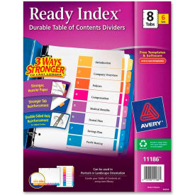 Avery Ready Index T.O.C. Reference Divider, 8.5"x11", 8 Tabs, 6 Sets, White/Multi